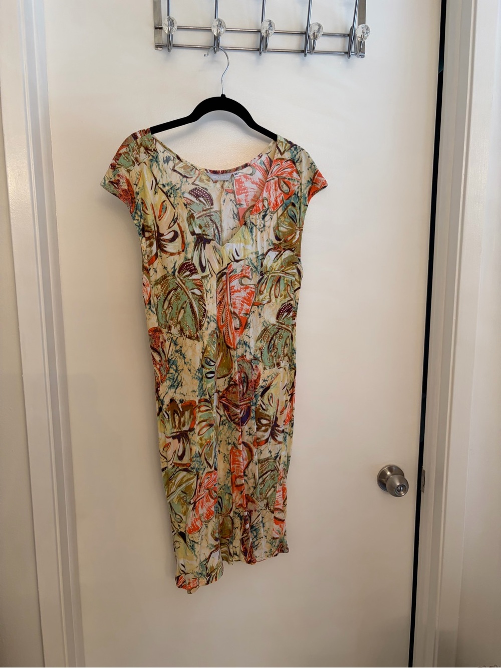 Jams World Tropical Leaf Midi Dress - Cream, Green, Orange